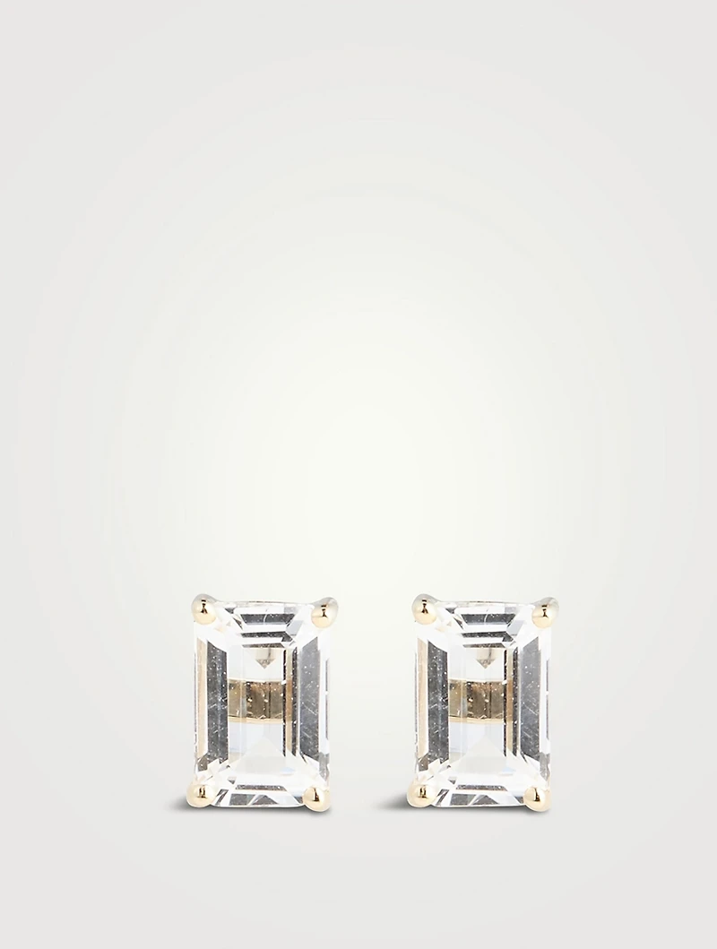 Amalfi 14K Gold White Topaz Emerald-Cut Stud Earrings