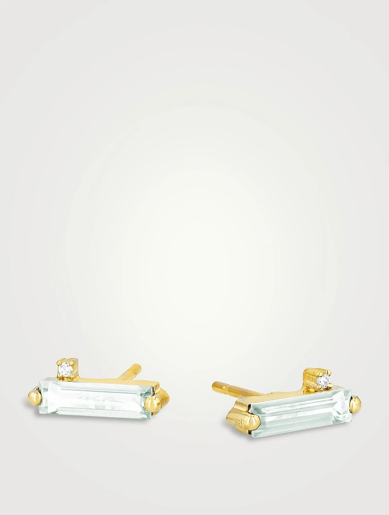 Santorini 14K Rose Gold Green Amethyst and Diamond Stud Earrings