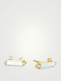 Santorini 14K Rose Gold Green Amethyst and Diamond Stud Earrings