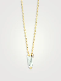 Santorini 14K Gold Necklace With Green Amethyst And Diamond