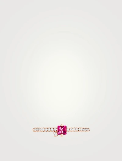 Santorini 14K Rose Gold Pink Topaz Ring With Diamonds