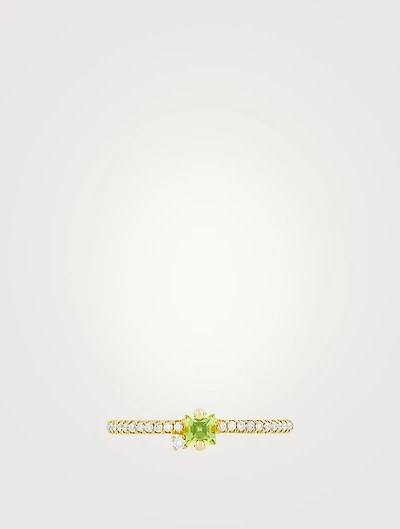 Santorini 14K Gold Peridot Ring With Diamonds