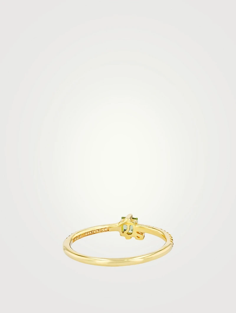 Santorini 14K Gold Peridot Ring With Diamonds