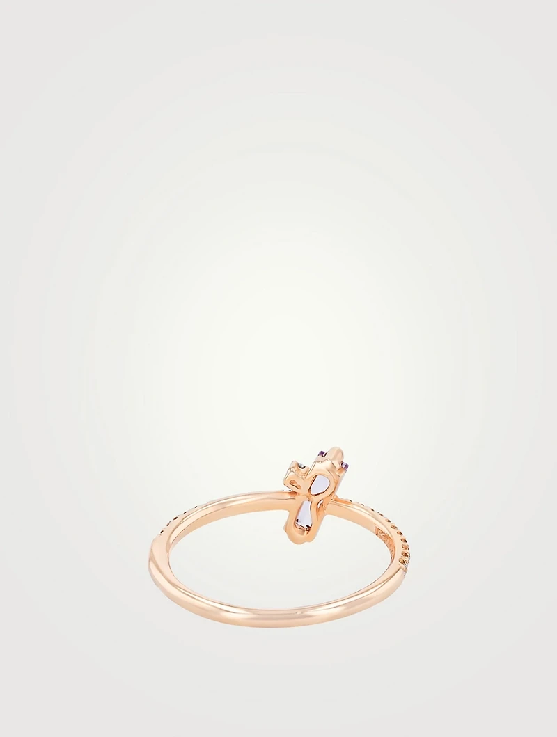 Santorini 14K Rose Gold Rose De France Ring With Diamonds