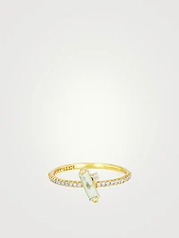 Santorini 14K Gold Green Amethyst Ring With Diamonds