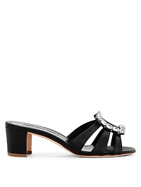 Ilunanew 50 Crepe de Chine Heeled Mule Sandals