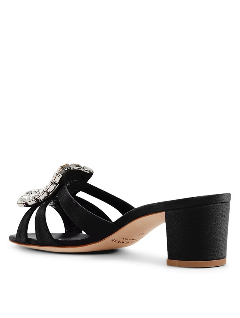 Ilunanew 50 Crepe de Chine Heeled Mule Sandals