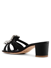 Ilunanew 50 Crepe de Chine Heeled Mule Sandals