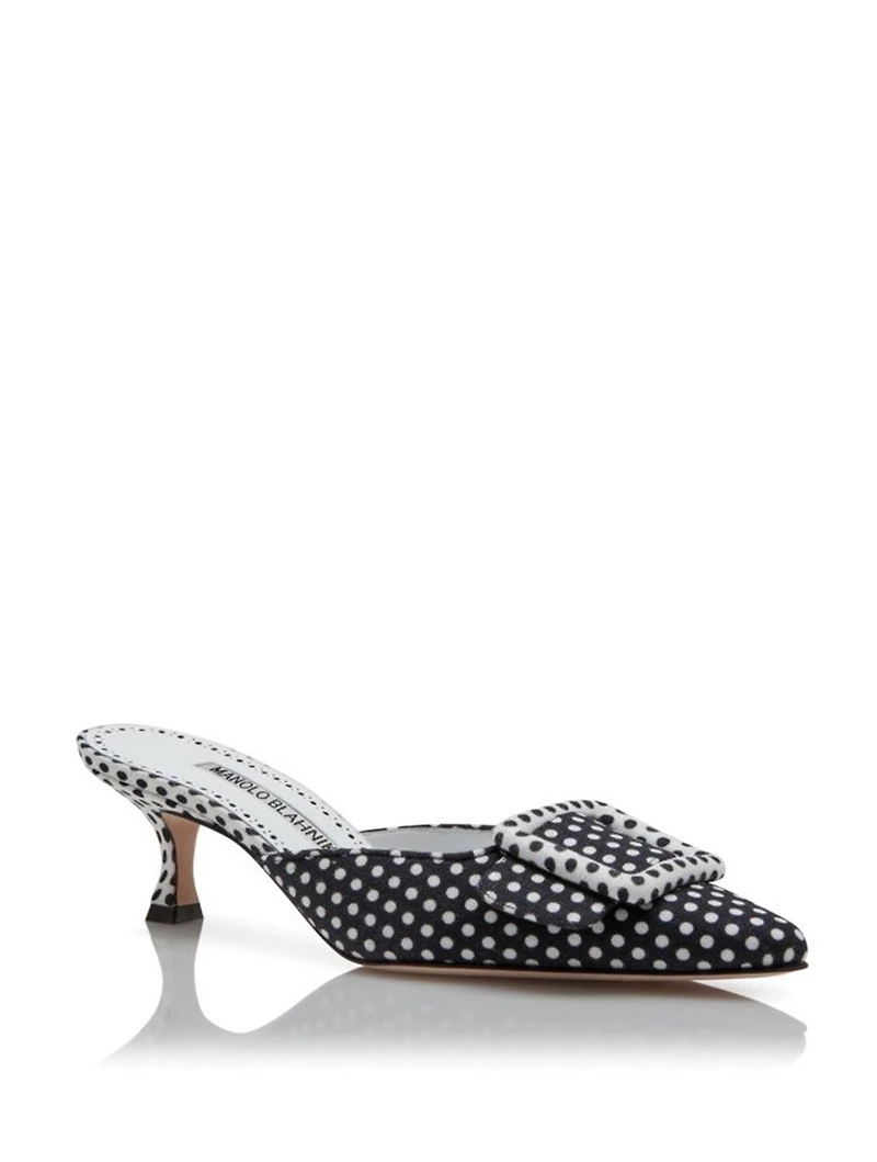 Maysale 50 Linen Mules Polka Dot Print