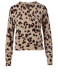 Cashmere Crewneck Sweater Leopard Print
