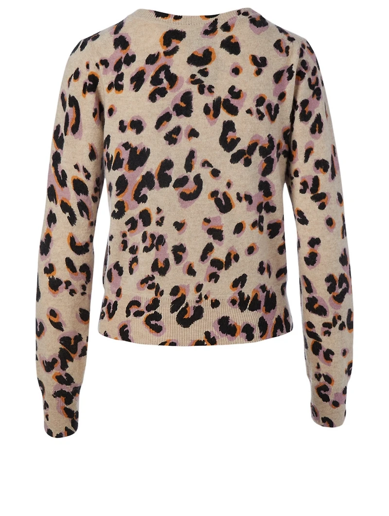 Cashmere Crewneck Sweater Leopard Print