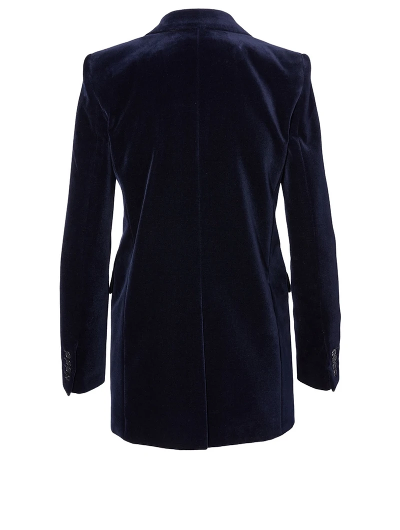 Velvet Single-Breasted Blazer