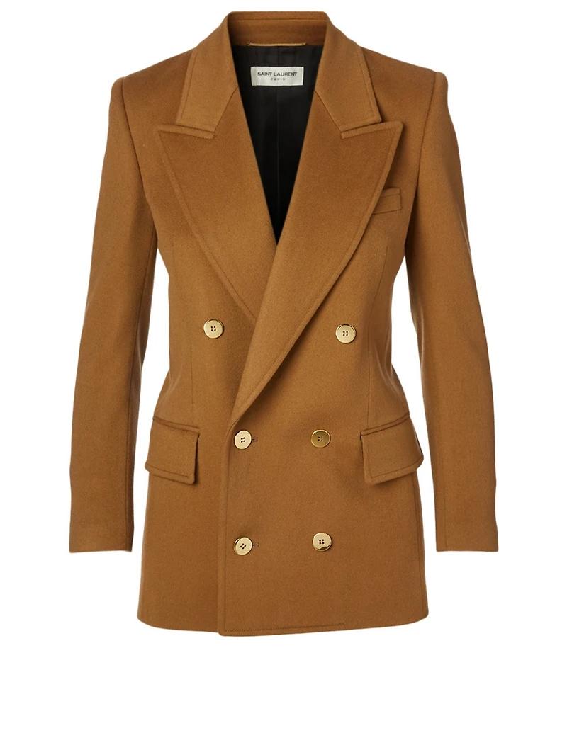 Wool And Cashmere Double-Breasted Long Blazer