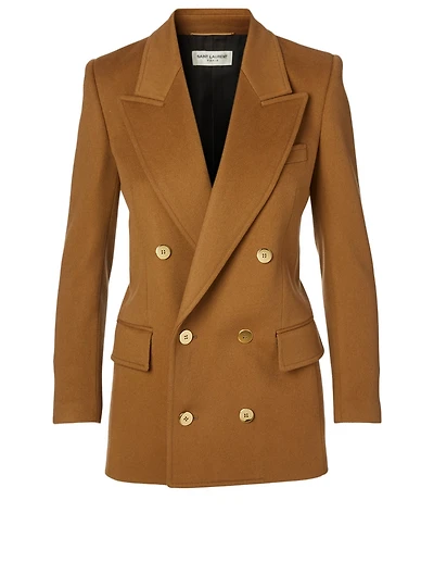 Wool And Cashmere Double-Breasted Long Blazer