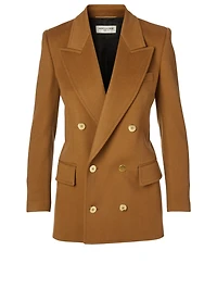 Wool And Cashmere Double-Breasted Long Blazer