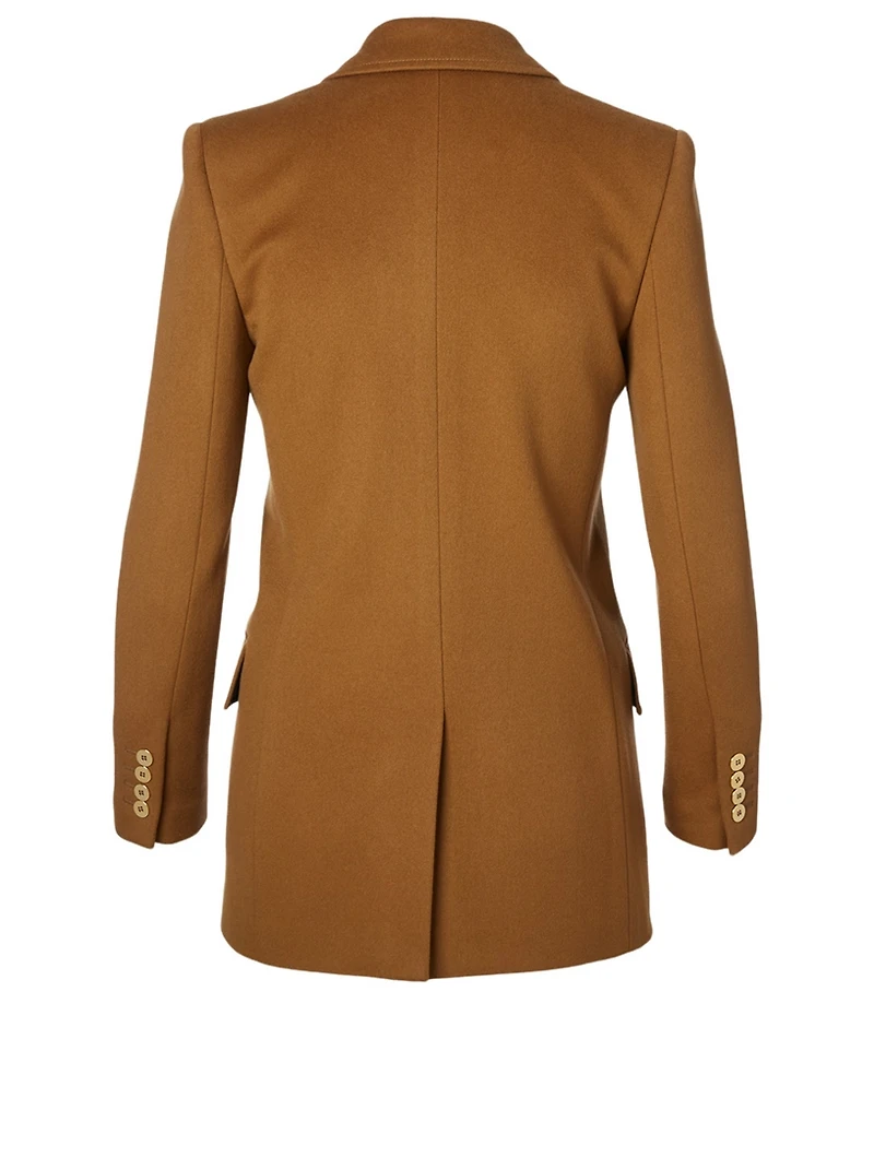 Wool And Cashmere Double-Breasted Long Blazer