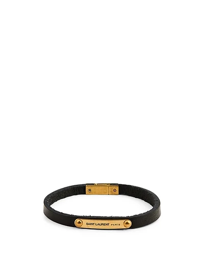 ID Plate Leather Strap Bracelet