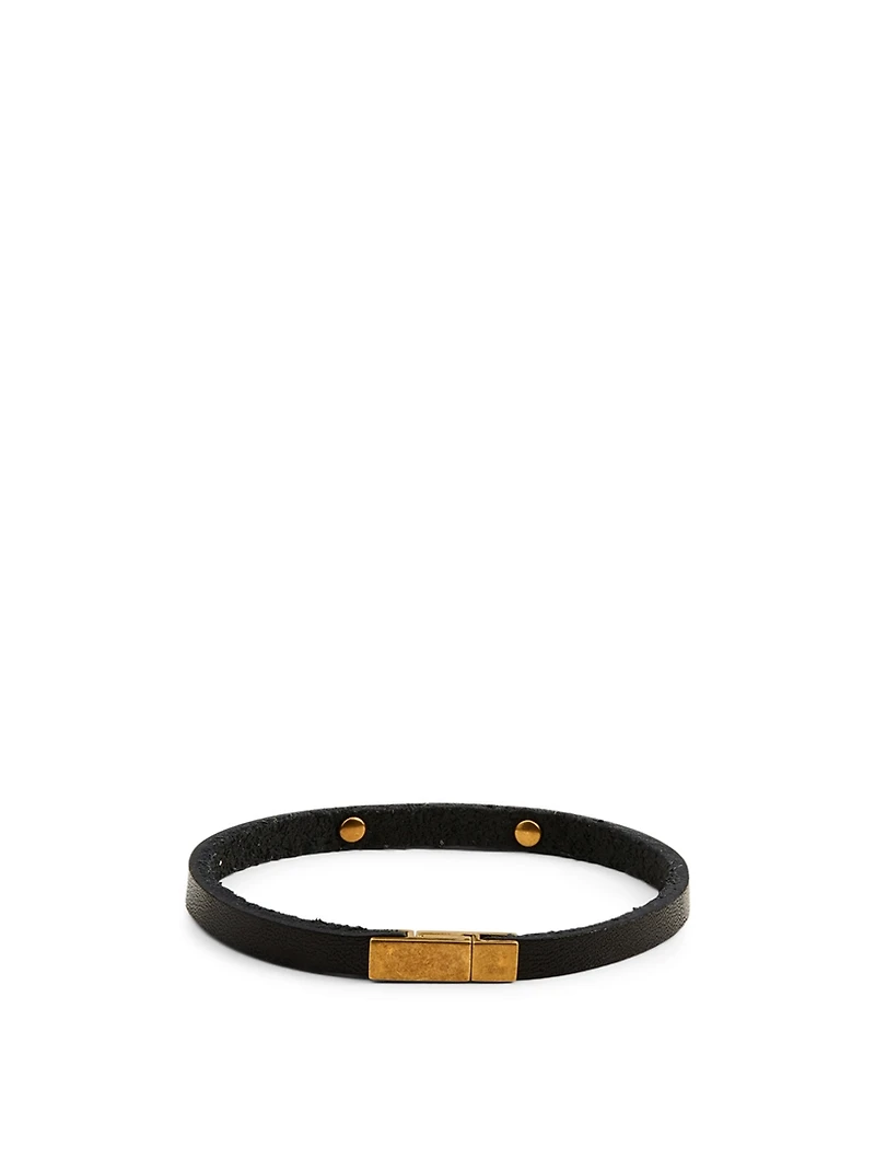 ID Plate Leather Strap Bracelet