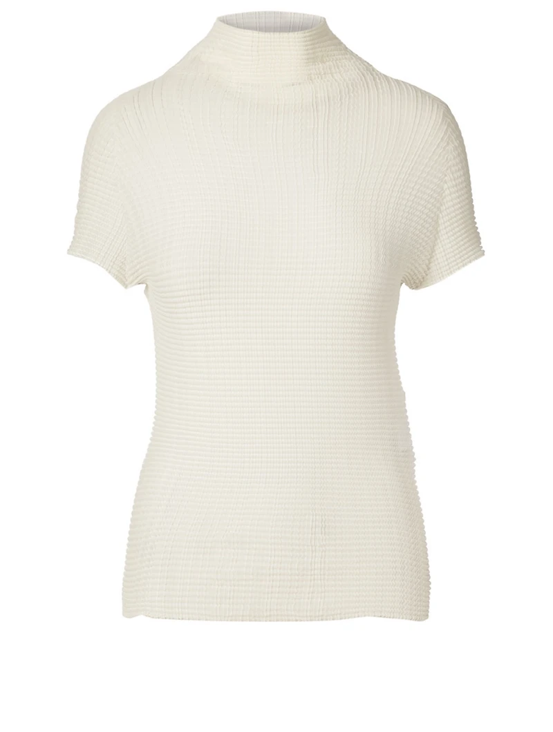 Wooly Pleats Short-Sleeve Top