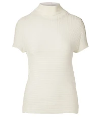 Wooly Pleats Short-Sleeve Top