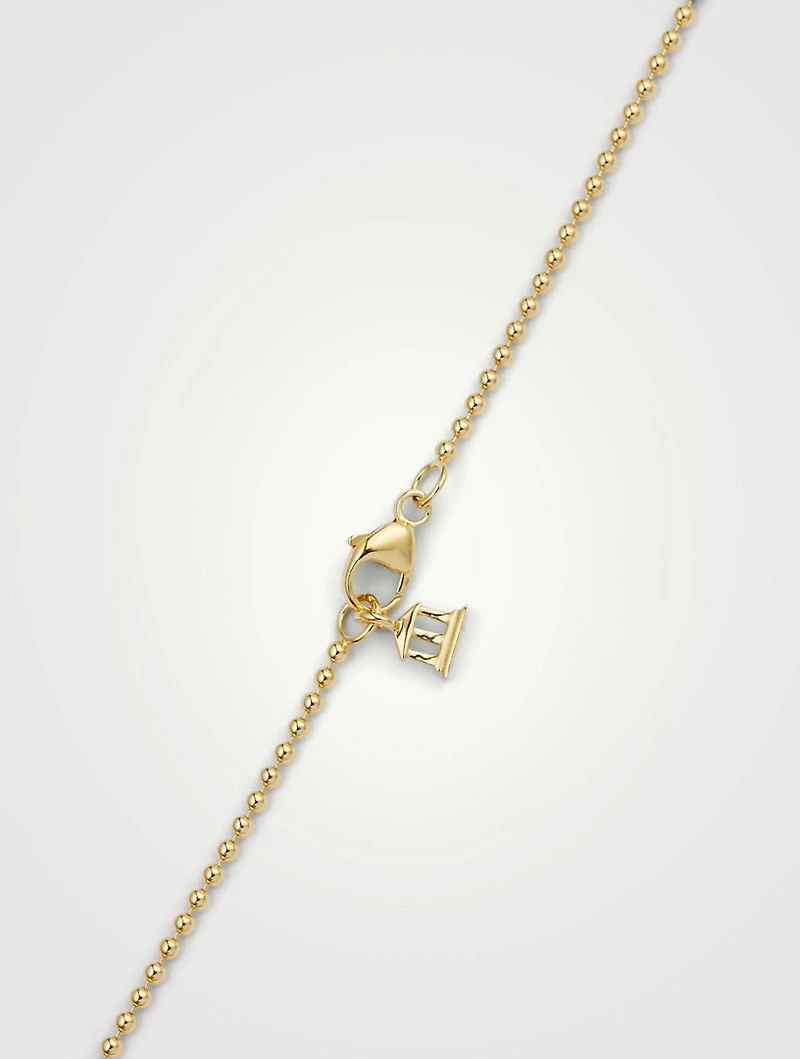 18K Gold Classic Charm Necklace With Royal Blue Moonstone And Rock Crystal