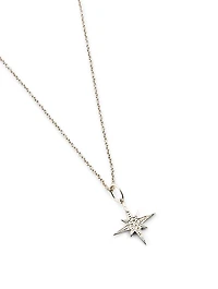 Small 14K White Gold Starburst Necklace With Diamonds