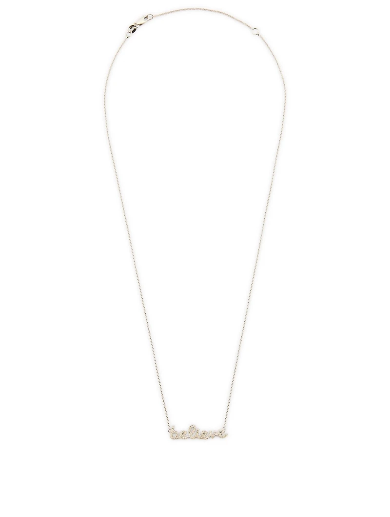 Small 14K White Gold Believe Necklace With Diamonds