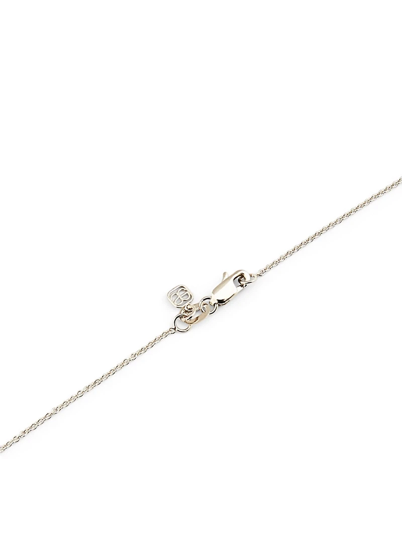 Small 14K White Gold Mom Necklace With Diamonds