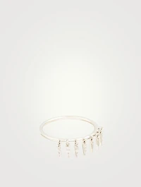 14K White Gold Fringe Ring With Diamonds