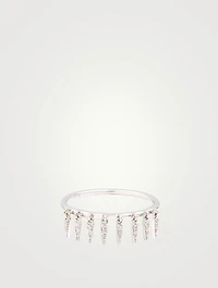 14K White Gold Fringe Ring With Diamonds