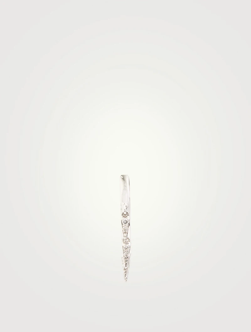 14K White Gold Huggie Hoop Earring With Diamonds