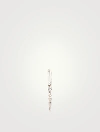 14K White Gold Huggie Hoop Earring With Diamonds