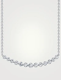18K White Gold Crescent Necklace With Diamonds