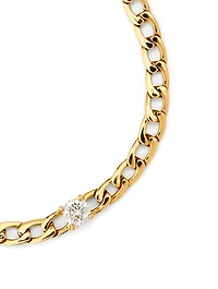 18K Gold Curb Chain Bracelet With Round Diamond