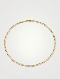 18K Gold Chain Necklace With Round Diamond
