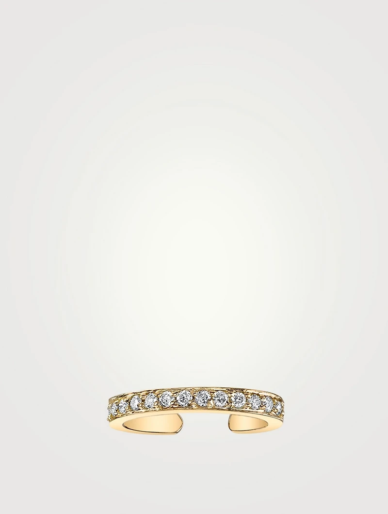 18K Gold Single Row Ear Cuff With Diamonds