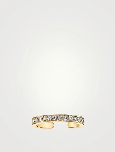18K Gold Single Row Ear Cuff With Diamonds
