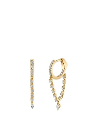18K Gold Sienna Huggie Hoop Earrings With Diamonds