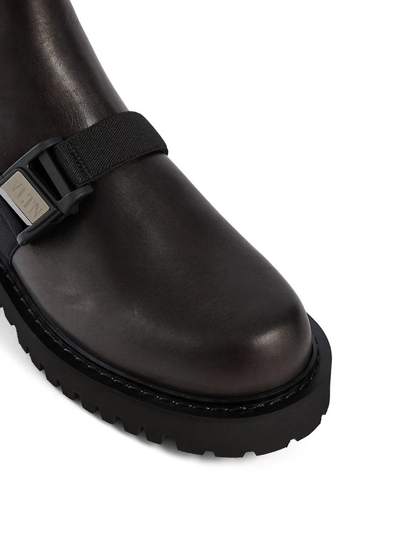 Leather Beatle Boots With VLTN Buckle