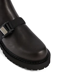 Leather Beatle Boots With VLTN Buckle