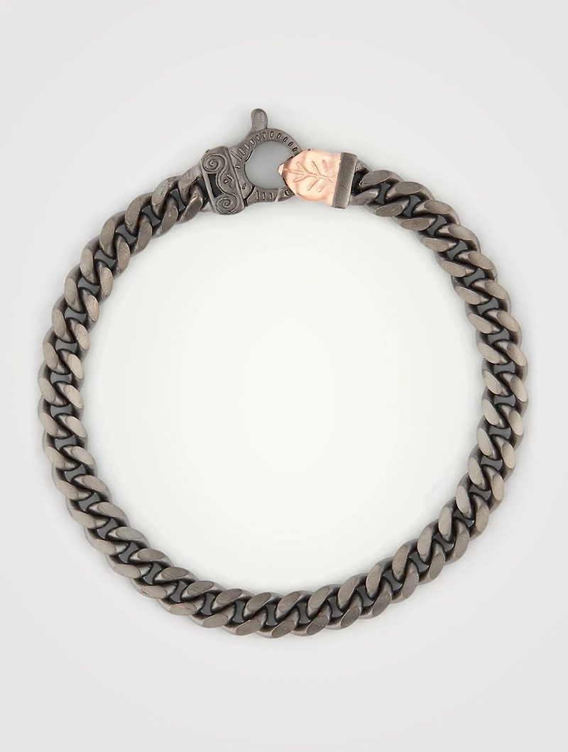 Flaming Tongue Silver Cuban Link Bracelet