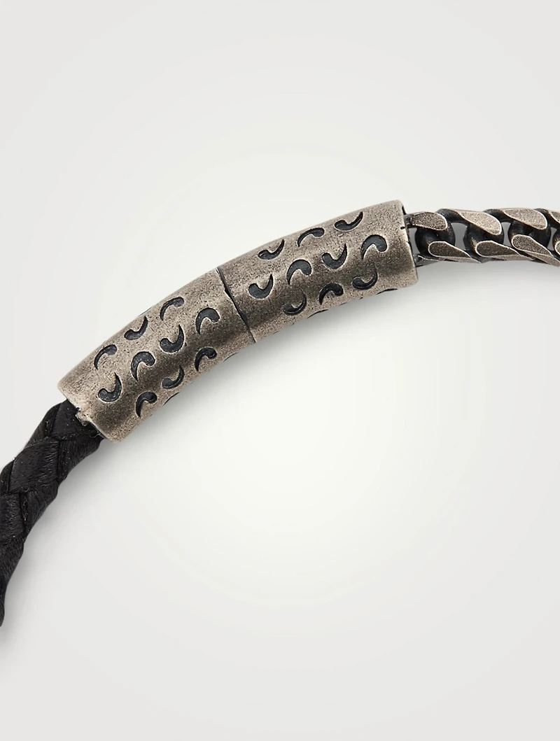 Lash Mixed Chain And Braided Leather Bracelet