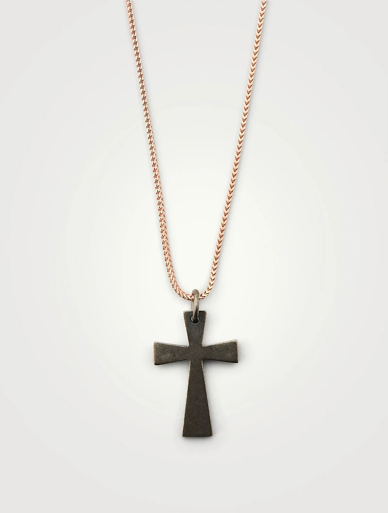 The Cross Black And 18K Rose Gold Plated Pendant Necklace