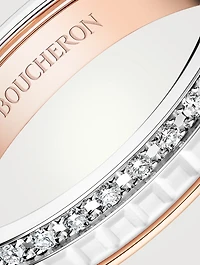 White Edition Quatre White And Rose Gold Wedding Band With White Ceramic And Diamonds