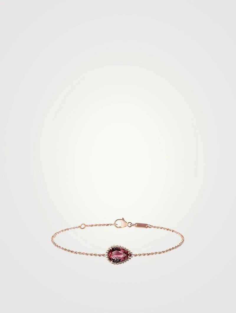 Serpent Bohème S Motif Rose Gold Chain Bracelet With Rhodolite Garnet