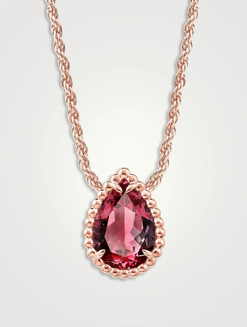 Serpent Bohème Rose Gold Pendant Necklace With Rhodolite Garnet