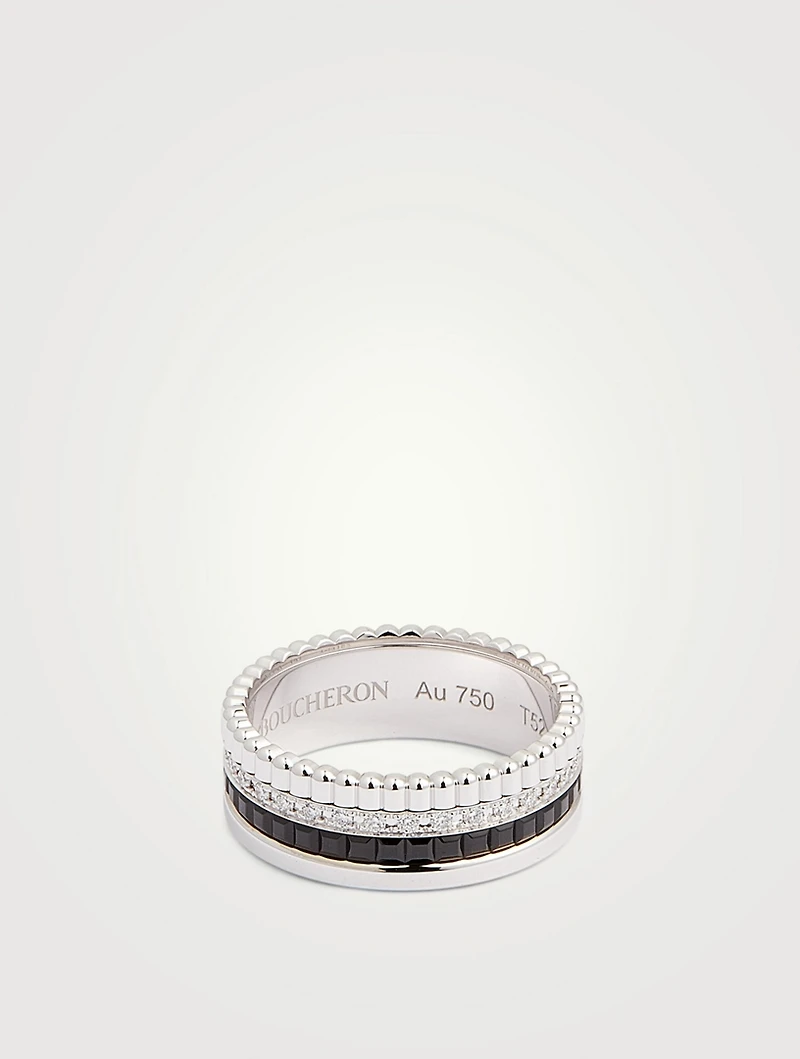 Small Black Edition Quatre White Gold Ring With Black PVD And Diamonds