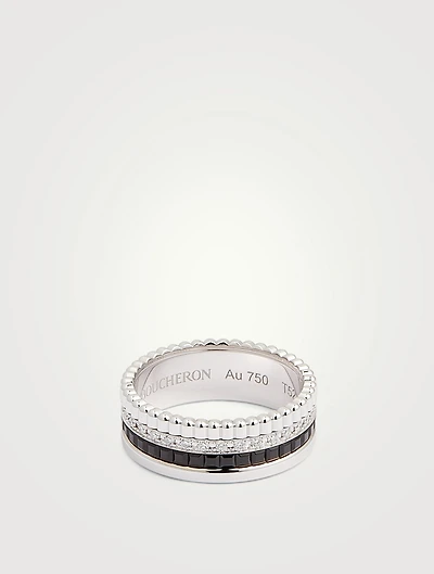 Small Black Edition Quatre White Gold Ring With Black PVD And Diamonds