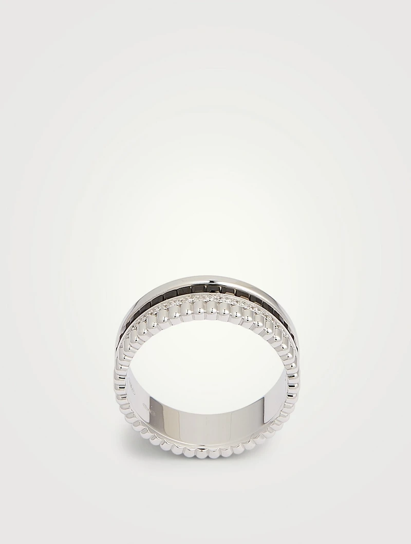 Small Black Edition Quatre White Gold Ring With Black PVD And Diamonds