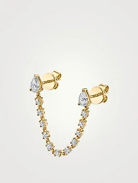 18K Gold Double Stud Loop Earring With Diamonds